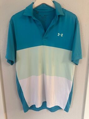 Under Armour Men's Teal, Light Mint & White Block PlayOff Polo